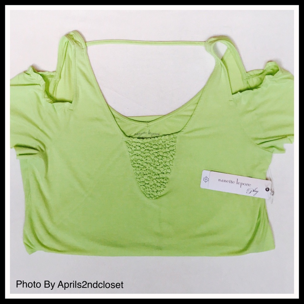NANETTE LEPORE COLD SHOULDERS KNIT TEE TUNIC TOP - Picture 5 of 7